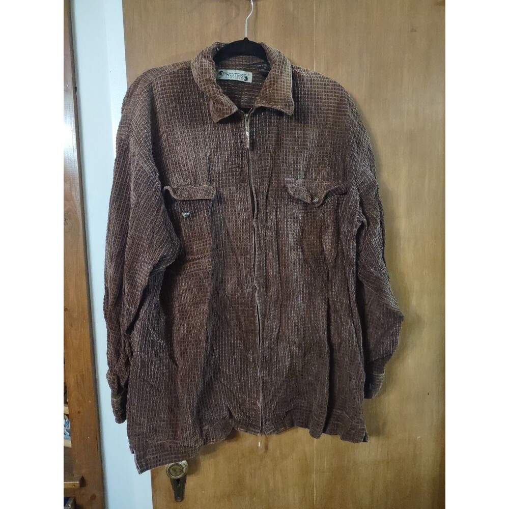 vintage Protest Clothing Casual Zip-Up Shirt Stylish corduroy Design Size XL
